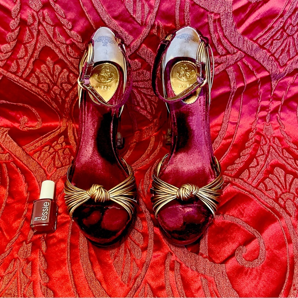 Velvet Burgundy + Bronze Heels